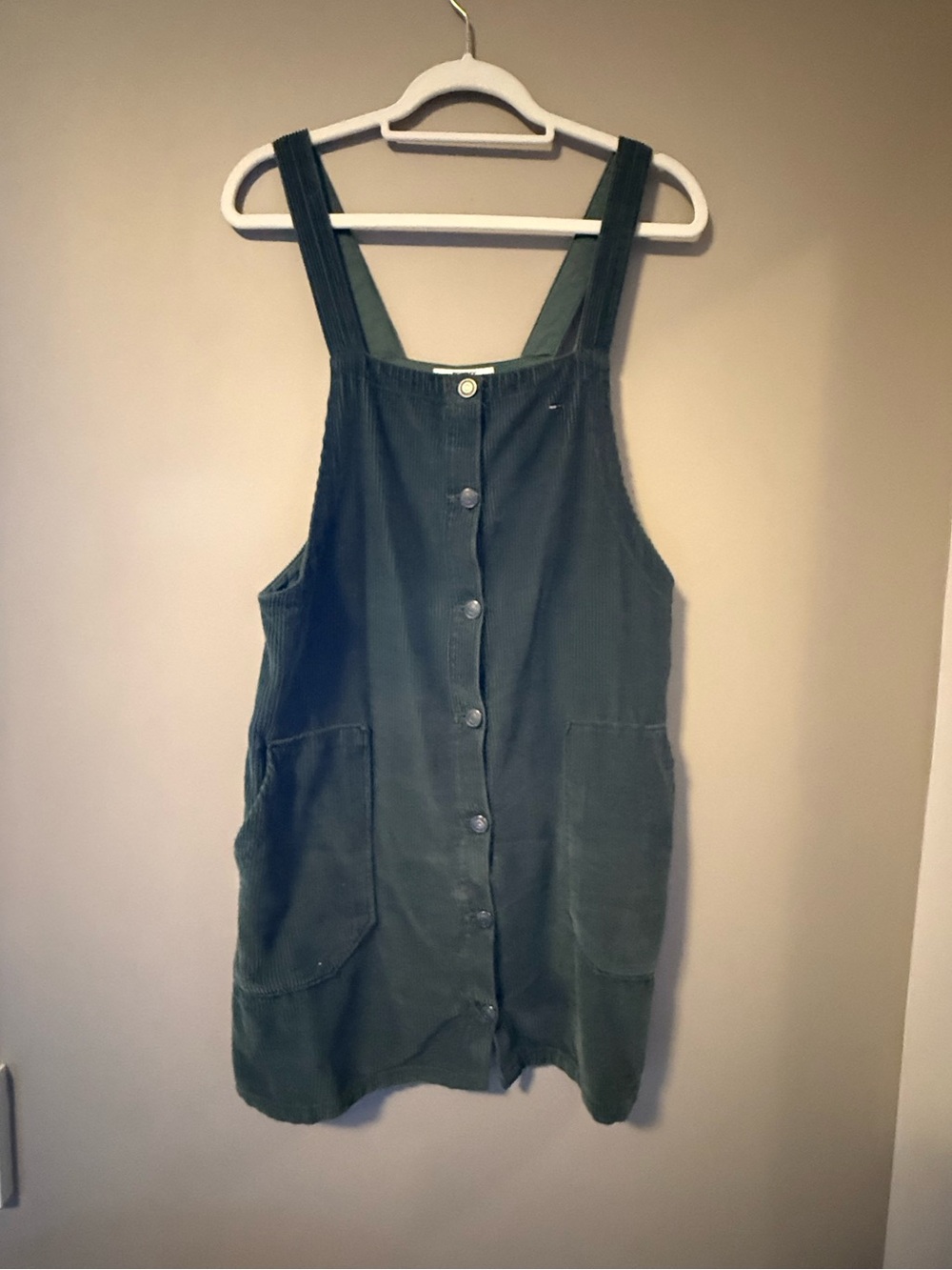 Green Corduroy Overall Dress